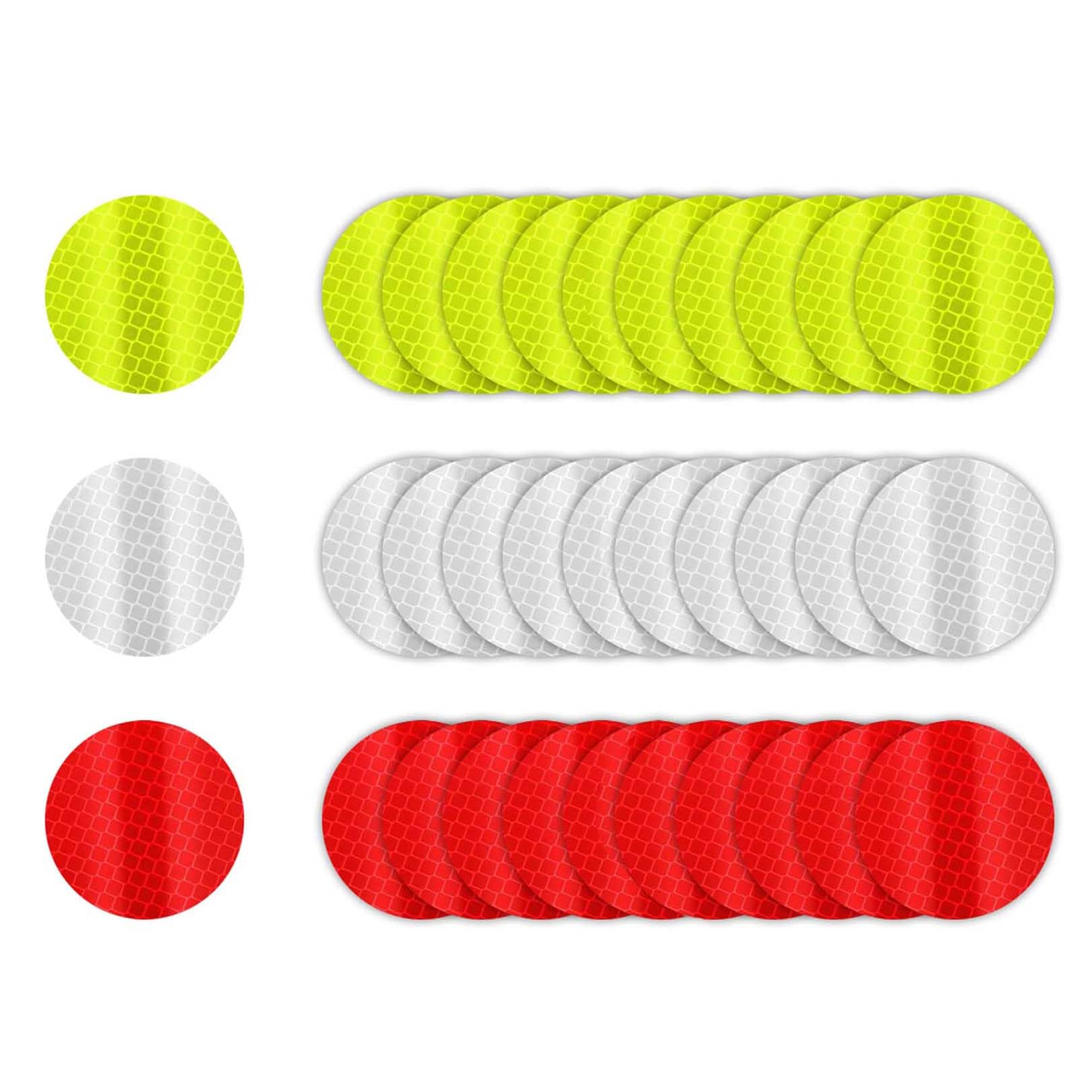 Feztgvofa No 30 Pcs Safety Reflective Stickers, Round Reflective Tape, Night Warning Reflectives Stickers, 5 Cm Waterproof Reflector, Self-Adhesive Bicycle Reflectives Tape Sticker, For Vehicle