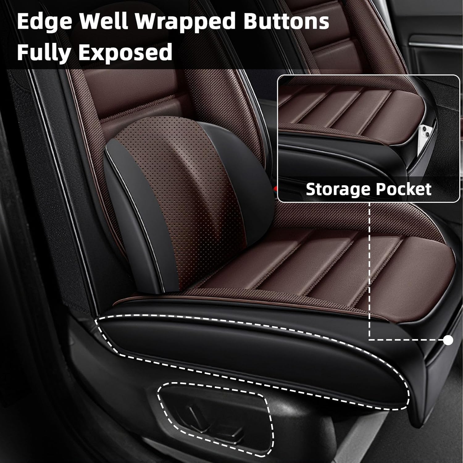 Car Seat Cover Fit for Infiniti Qx80 2014-2025,Compatible Airbag Non-Slip Waterproof Seat Cover,Car Seat Protector Premium Interior (Luxury 2 Seats,Black Coffee)