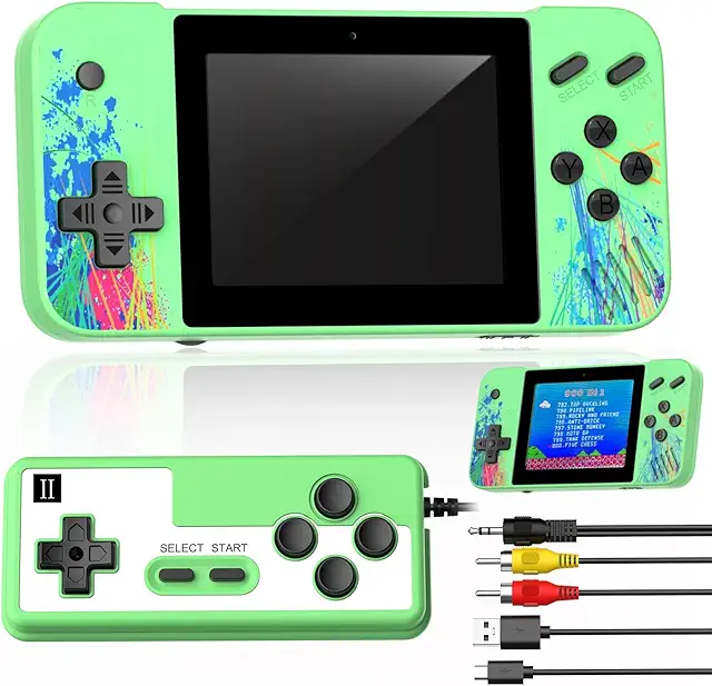 Imagen relacionada con Deluisho Mini Consola de Juegos Gameboy, Admite 2 Jugadores y se Conecta al Televisor, Precargada con 800 Juegos Clásicos, Pantalla LCD de 3,5 Pulgadas, Mini Arcade, Regalo para Niños y Niñas (Verde)