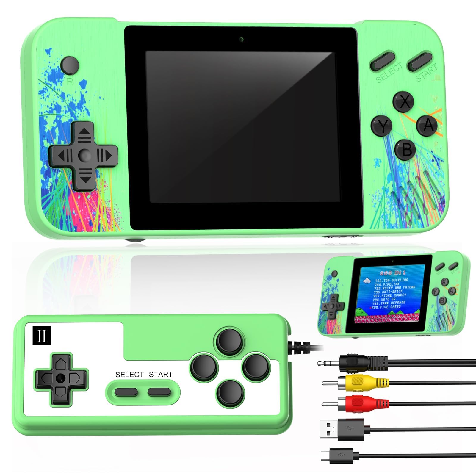 Mini Game Console, Gameboy, Retro Game Console, Supports 2 Players and Can Be Connected to the TV, Pre-Installed with 800 Classic Games, 3.5 Inch LCD Screen
