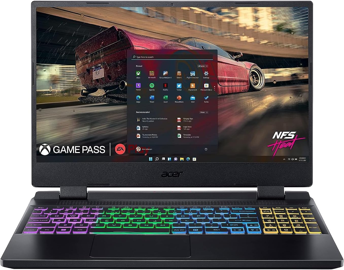 acer Nitro 5 12th Gen Intel Core i5-12450H Gaming Laptop (16 GB RAM/512 GB SSD/RTX 3050 Graphics/144 Hz/RGB Backlit/Win11 Home) AN515-58 with 39.62 cm (15.6") FHD IPS Display, Obsidian Black, 2.5 KG