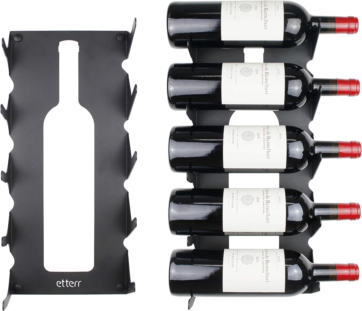 Lot de 2 Casier à Bouteilles | pour 5 Bouteilles | 100% Acier | Fabriqué en Europe | Range Bouteille | Porte Bouteille | Range Bouteille Vin | Porte Bouteille Mural | Rangement Bouteille