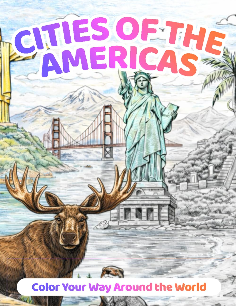 Cities of the Americas: An Adult Coloring Journey Through Iconic Cities (Color Your Way Around the World)