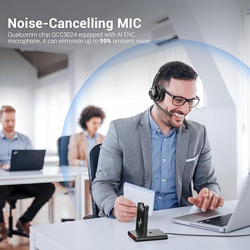 Miniatura 2 de Auriculares inalámbricos Bluetooth con micrófono para el trabajo, Bluetooth 5.2, micrófono avanzado de reducción de ruido, llamadas claras, cómodos