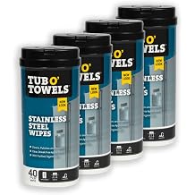 Tub O Towels TW90 Heavy-Duty Multi-Surface Cleaning Wipes, 5-Pack XL 10" x 12" Dual-Texture Wipes, 90 Count Per Canister 450 Total Wipes Helps Remove Grease, Oil, Tar, Paint & Ink