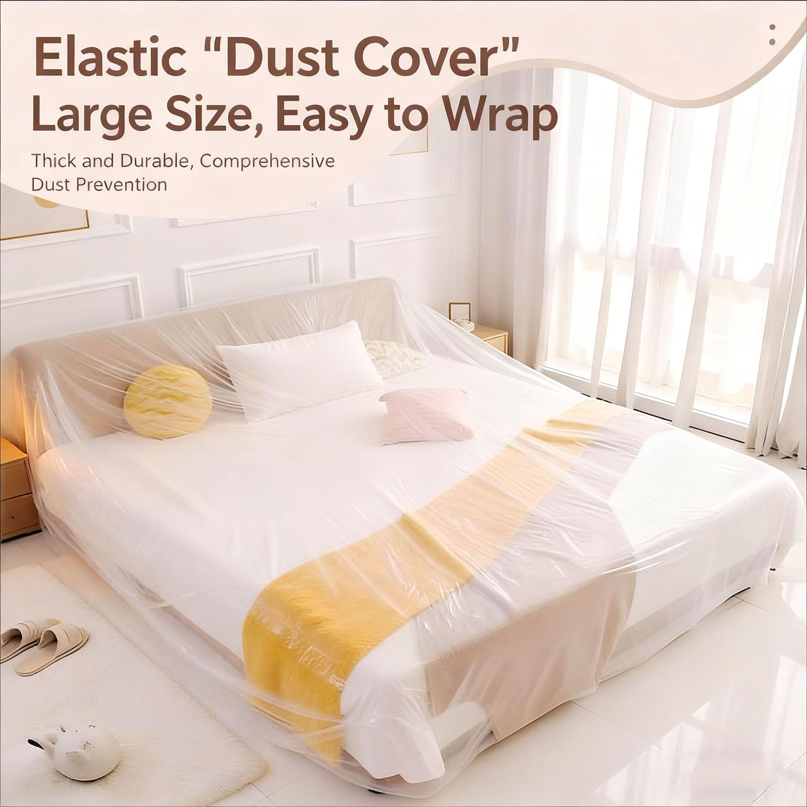 Plastic Car Cover 2 Packs Disposable Car Covers for Automobiles Retractable Clear Dust Cover S 18 x11ft — view 4