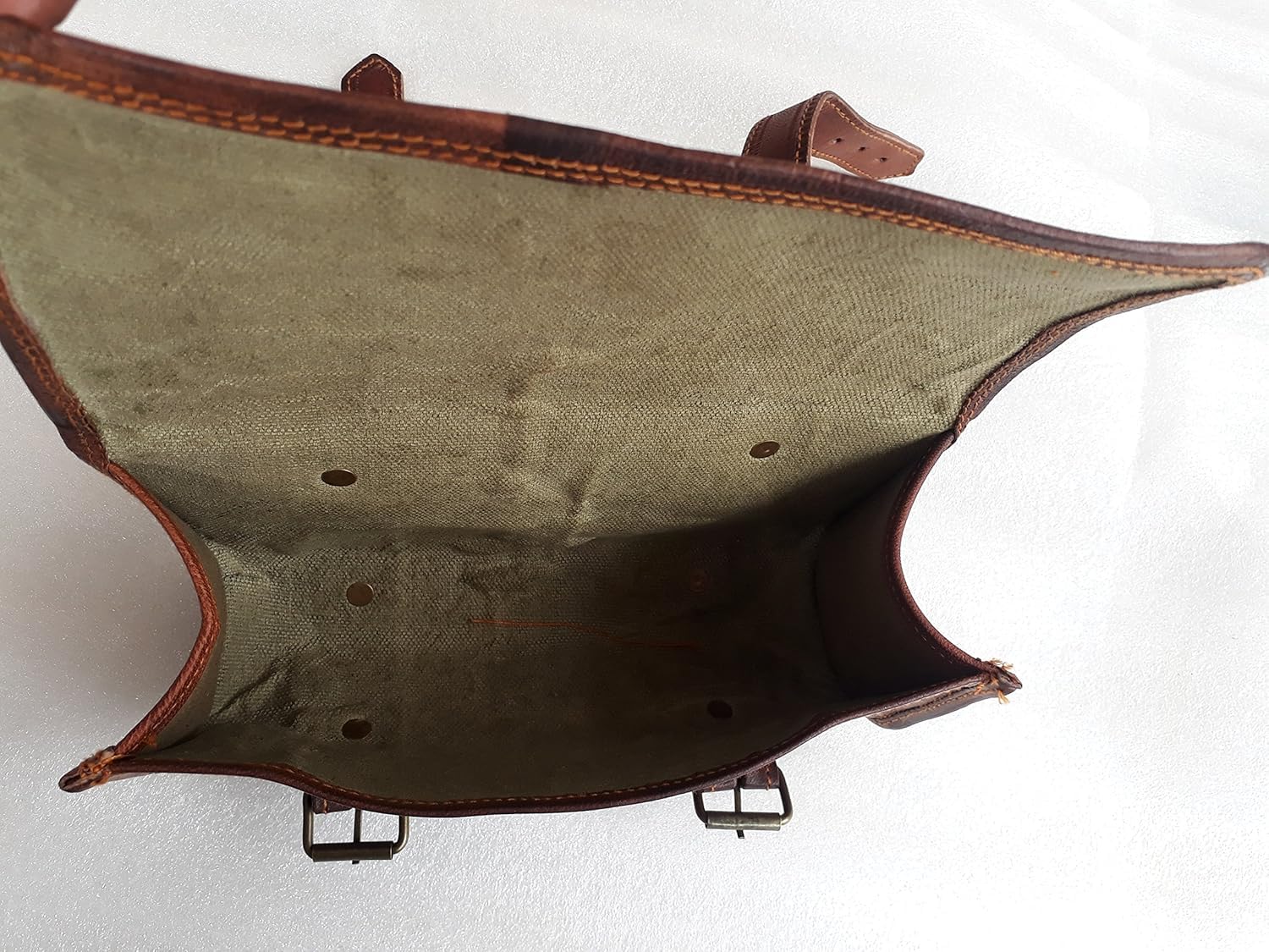 american blue Borsa vintage per moto in vera pelle di capra con fibbia a 2 cinghie, borsa porta attrezzi marrone, chiusura rapida, rinforzata, per manubrio, forchette, borsa in pelle (modello 10)