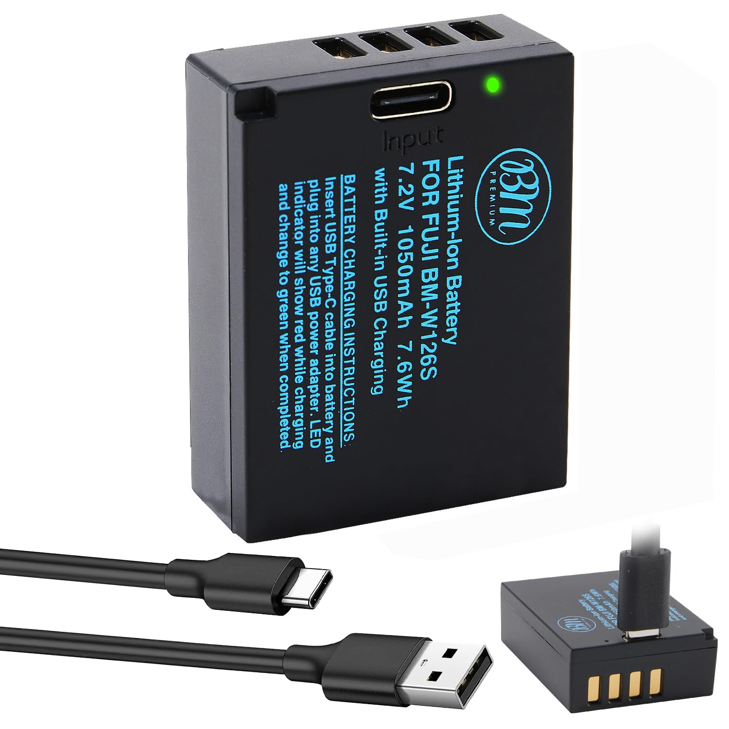 Amazon.com: BM 1 NP-W126S Battery with Built-in Charging Port