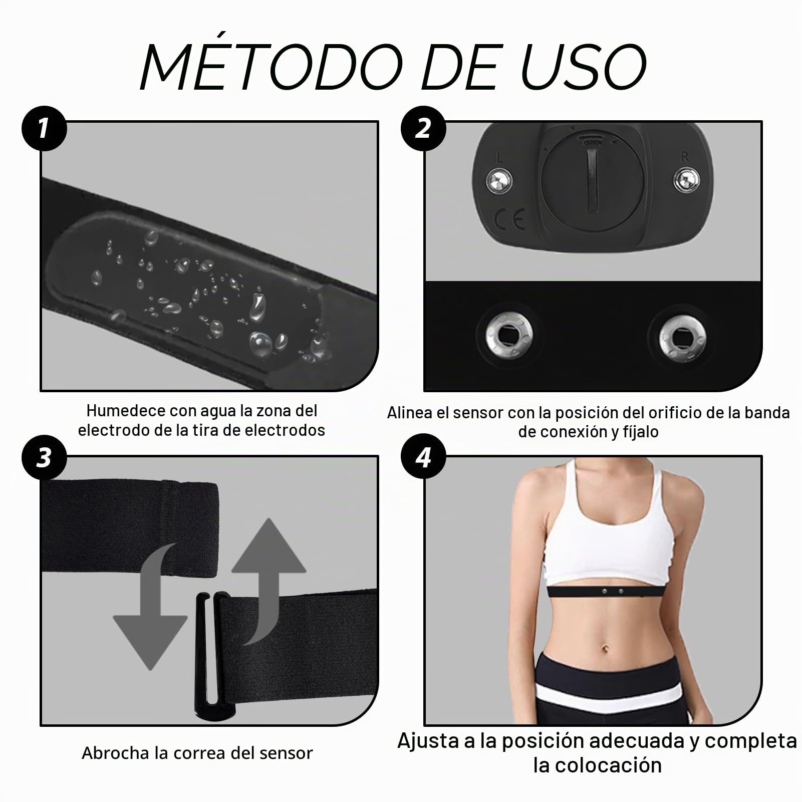 Recambio Cinta Frecuencia Cardiaca (70 cm a 115 cm) Banda Elástica Ajustable Bluetooth Ant+ Compatible con Garmin, Wahoo, Polar H10 H9, Coospo, Bryton, Magene, Livlov, Ideal, Resistente Agua Sudor