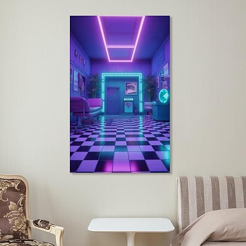 Miniatura 7 de josnmre Retrowave - Póster retro estético de neón Synthwave Cyberpunk para decoración estética de habitación, papel tapiz de pared para dormitorio,