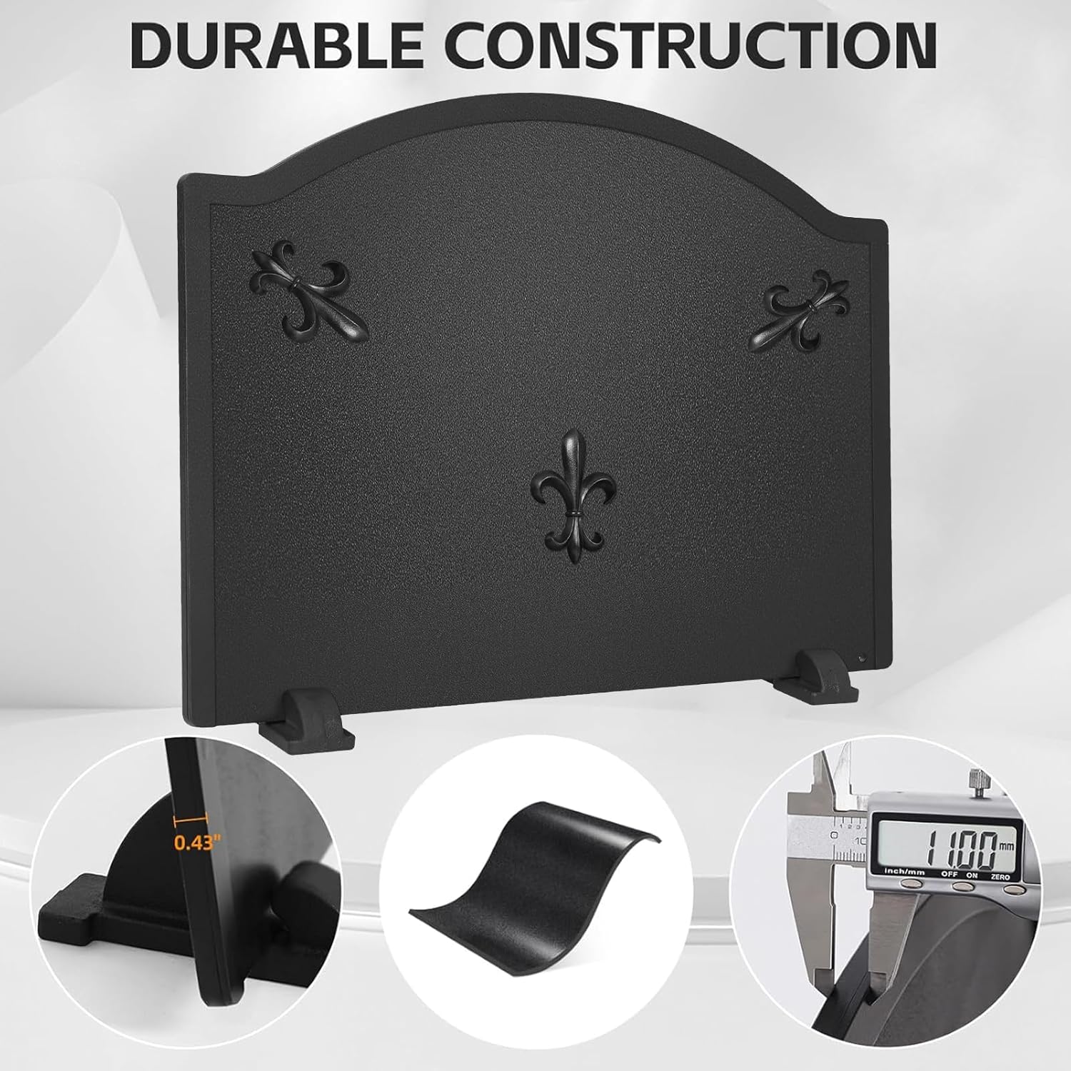 STBoo Firebacks for Fireplace 25 inch - Fireplace Back Plates with Feet | Fire Backs for Kitchen Backsplash Decorative Flower Design | Fireplace Heat Deflector Wall Protection