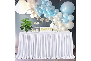Pleated White Table Skirt for Rectangle Desk