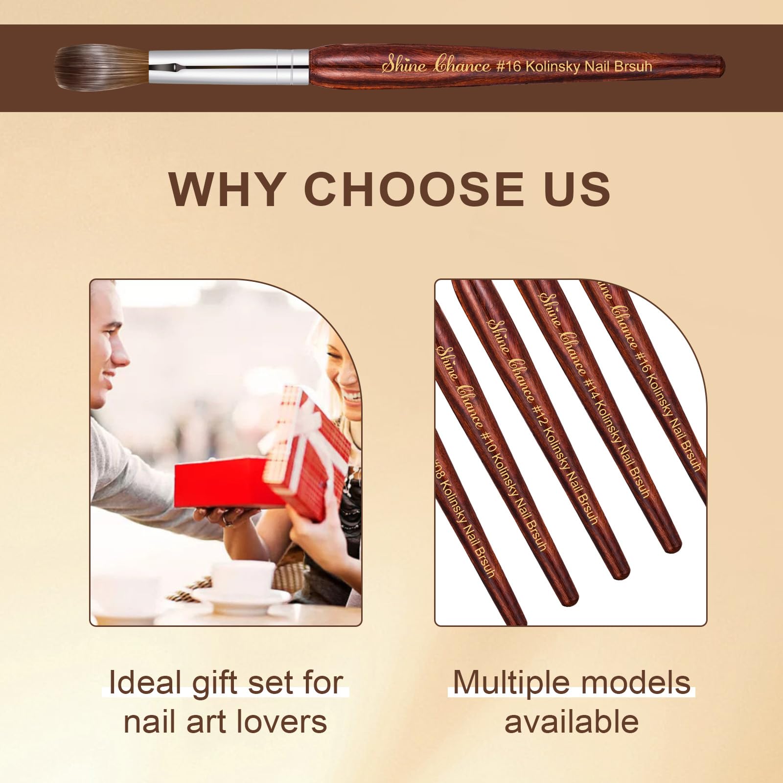 Pincel acrílico para arte de uñas, tamaño 18, 100 % puro, pelo Kolinsky, cepillo ovalado para aplicación acrílica, herramienta profesional de manicura para extensión de uñas, bolígrafo de dibujo de
