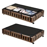 2 Pack Bamboo Under Bed Storage with Wheels, 39”x20”x7.8” Lager Under Bed Storage Containers (Brown)
