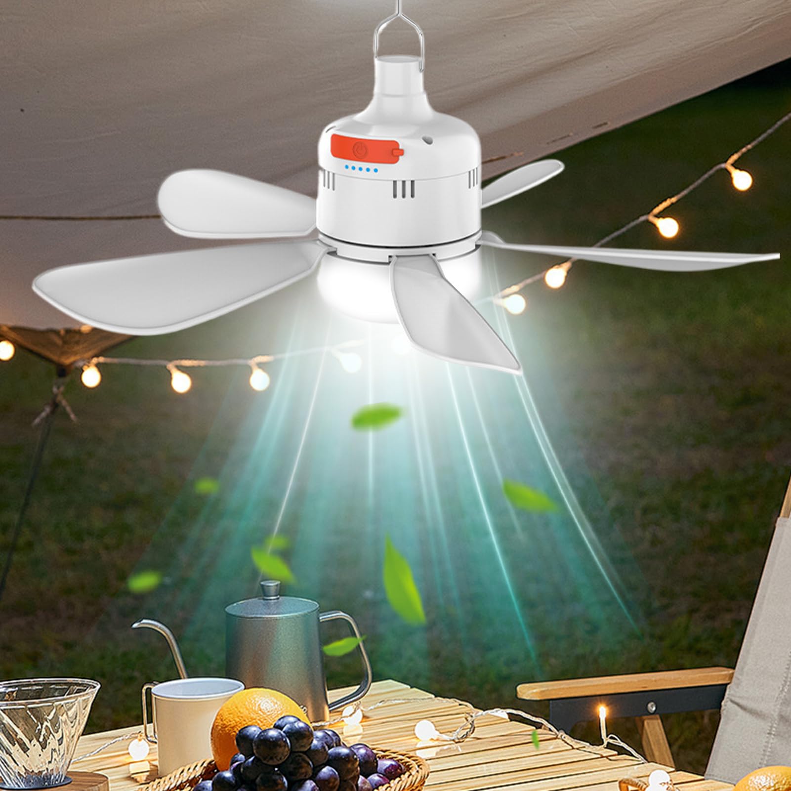 Zelt Deckenventilator für Camping, tragbarer Deckenventilator - Outdoor -Pavillon -Lüfter mit Licht und Fernbedienung