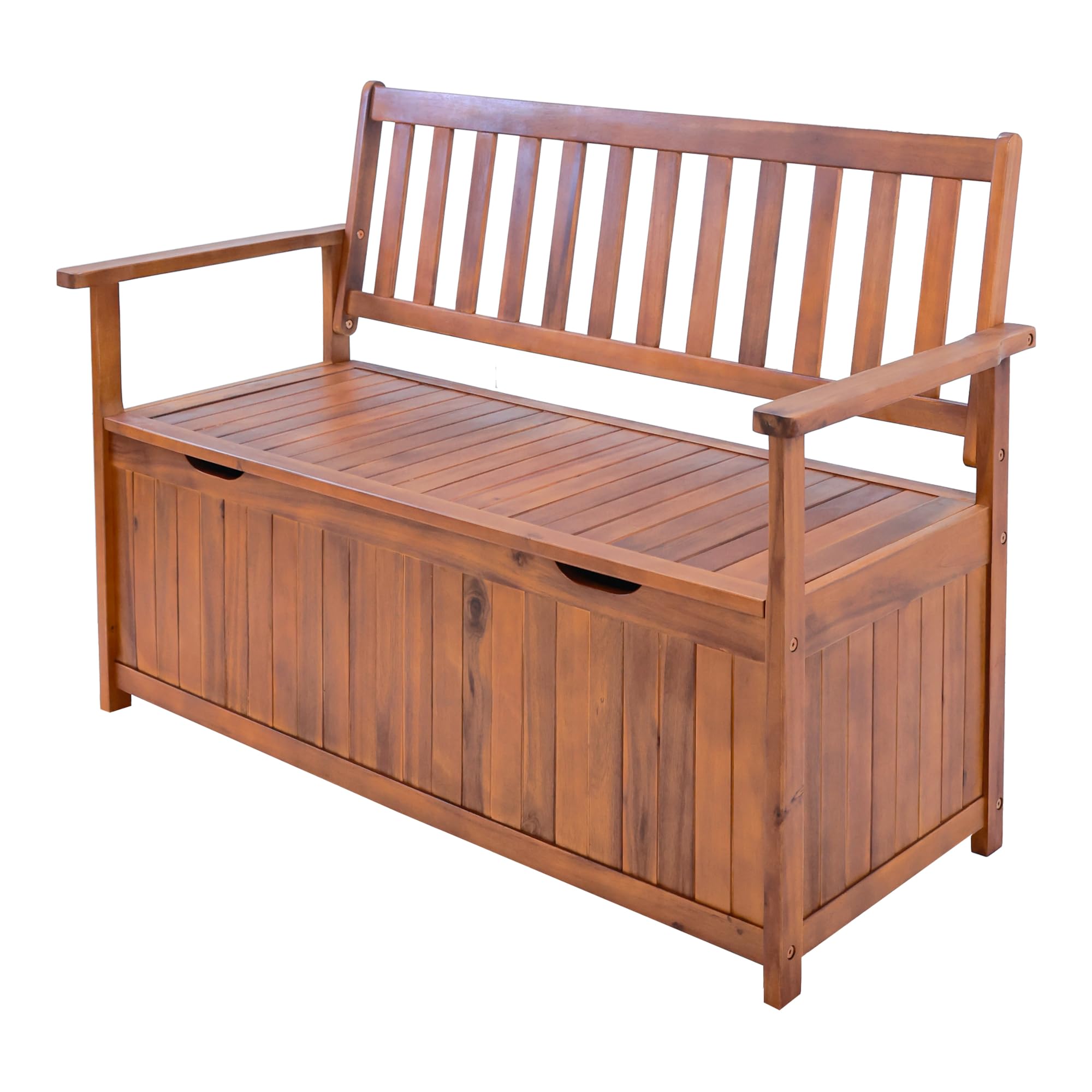 [en.casa] Gartenbank Avezzano mit Staufach Sitzbank für 2 Personen Truhenbank 2-Sitzer Outdoor-Bank aus Akazienholz 130x60x88cm Holzfarben