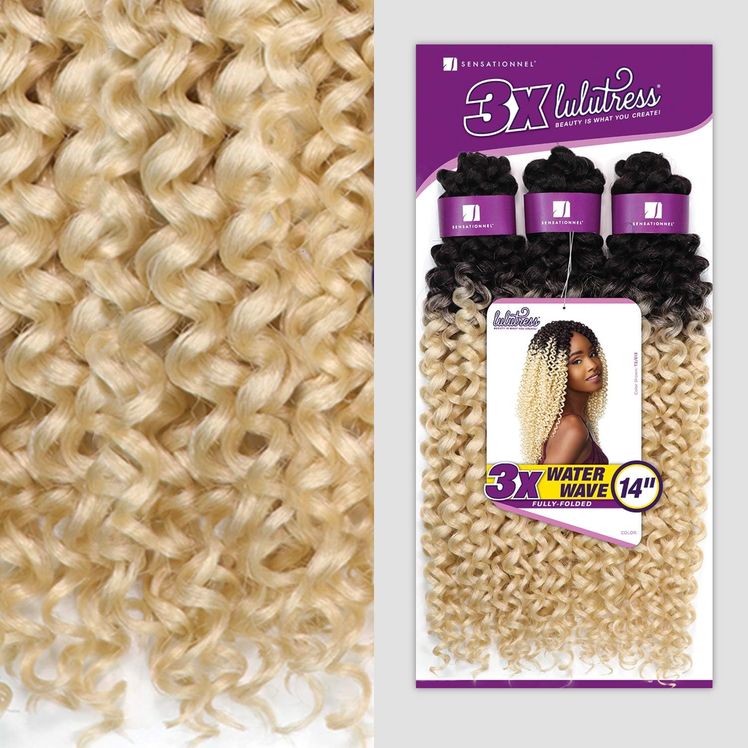 Sensationnel Lulutress Crochet Braiding Hair - 3X Water Wave 14 Inch Fully Folded Diy All Kanekalon Synthetic Locs Twists (T2/613)