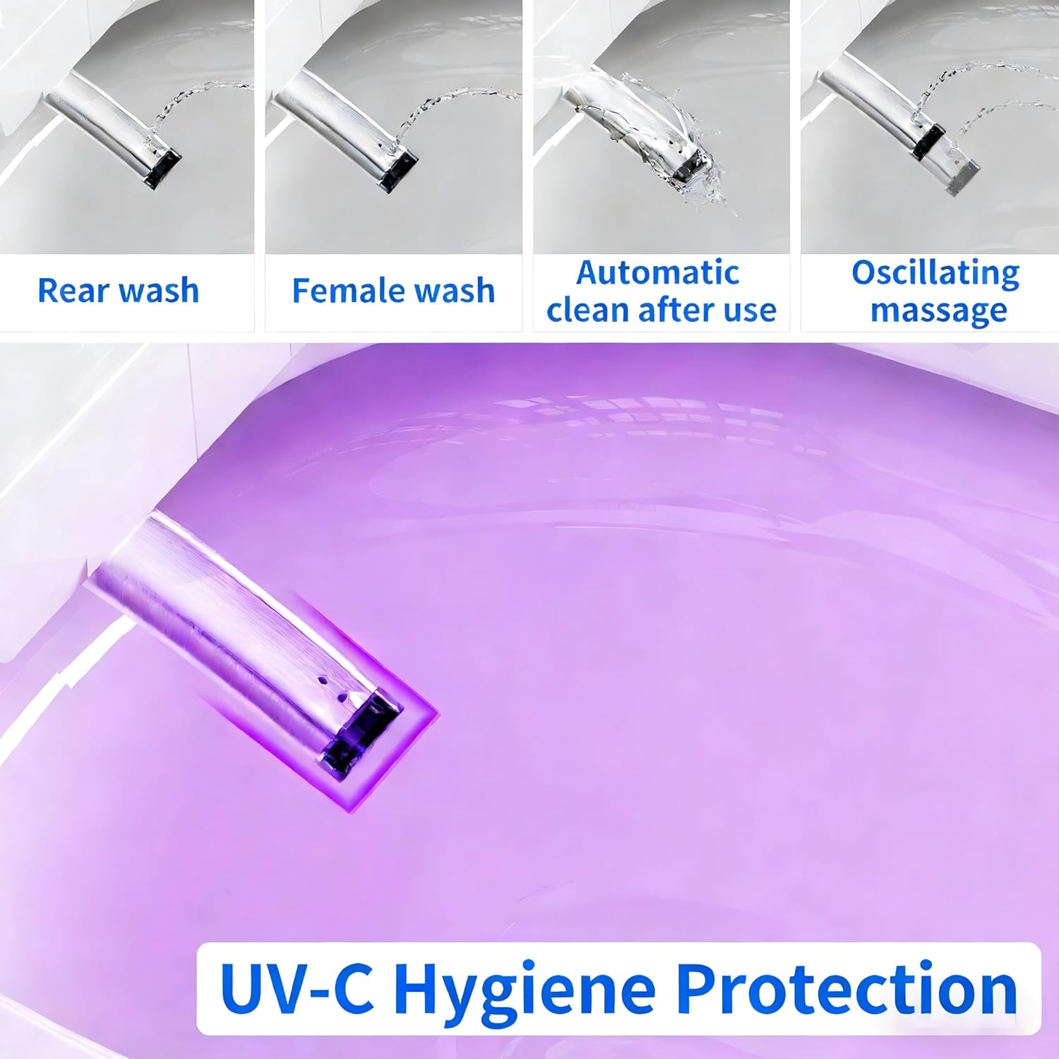 Smart Toilet with Bidet, UV-C Light, Auto Flush, Auto Open&Close, Blackout Flush, Heated Seat, Air Dryer, Modern Elongated Japanese One Piece Bidet for Bathrooms