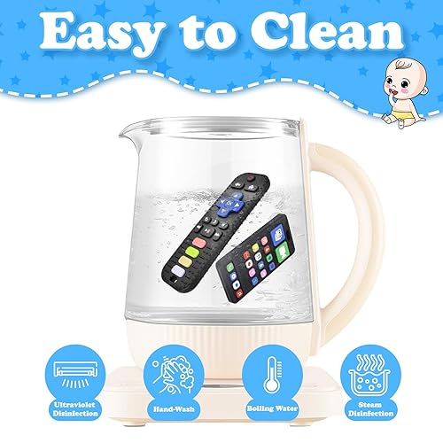 Miniatura 6 de Juguetes de dentición de silicona para bebés, juguetes de dentición para teléfono y control remoto para niños pequeños de 3 a 18 meses, juguete de