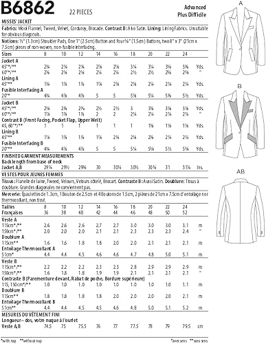 Miniatura 2 de Butterick Misses' Jacket - Kit de patrón de costura para chaqueta, código B6862, tallas 8-10-12-14-16, multicolor