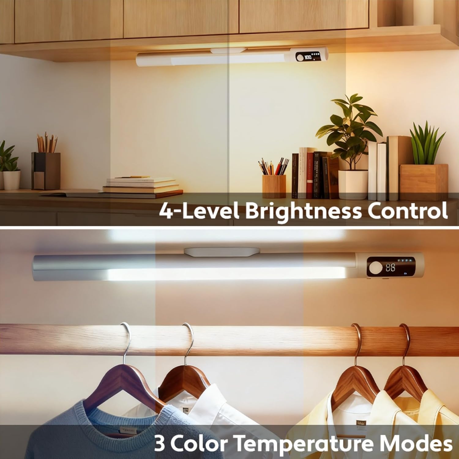 2 Pack Under Cabinet Lighting,2000mAH Motion Sensor Light with 3m Detection Range,Adjustable Angles(30°+120°) Counter Lights for Desk,Kitchen,Night Light(15'')