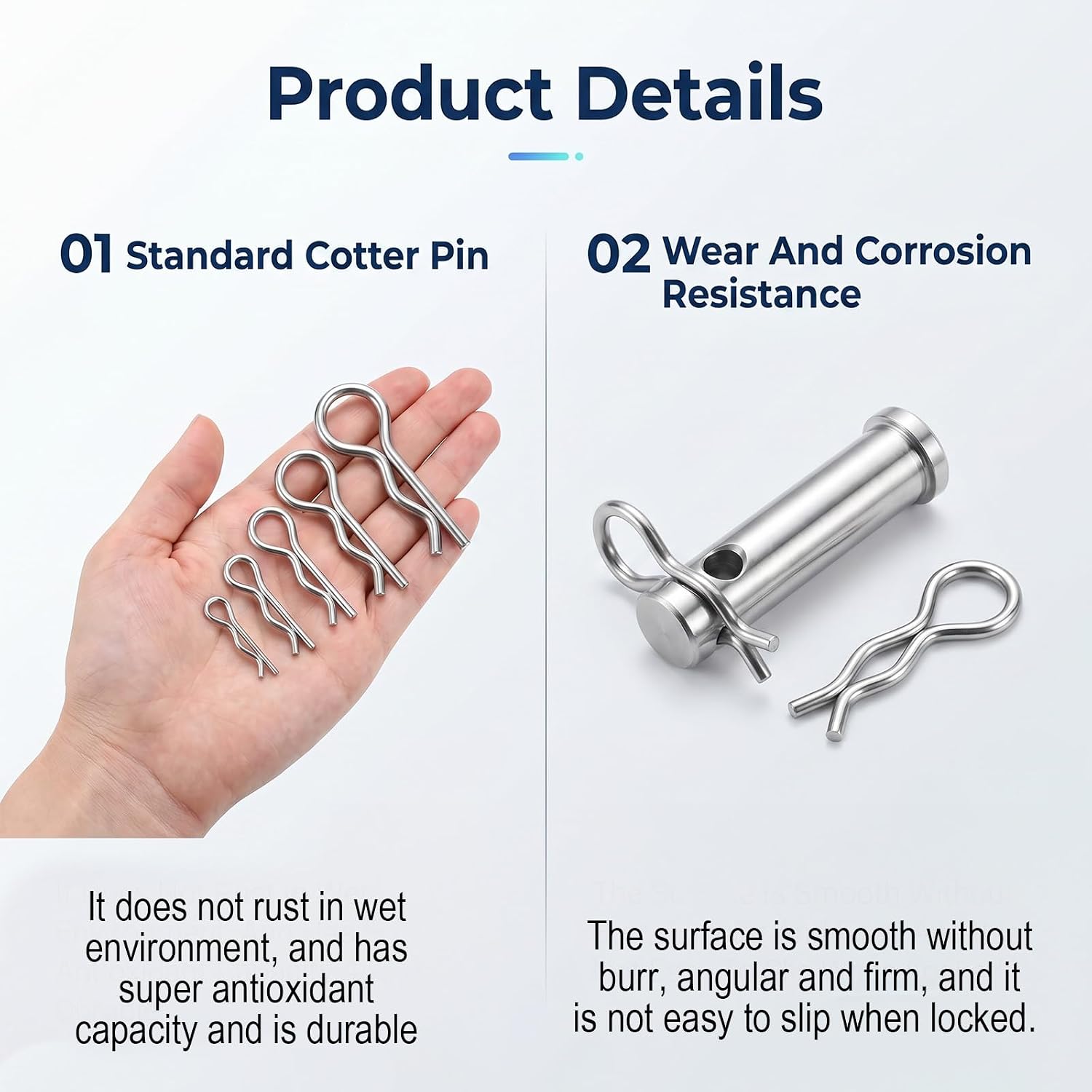 8Pcs Hardware Pins, Cotter Pins, R Clips, Cotter Pin Clips