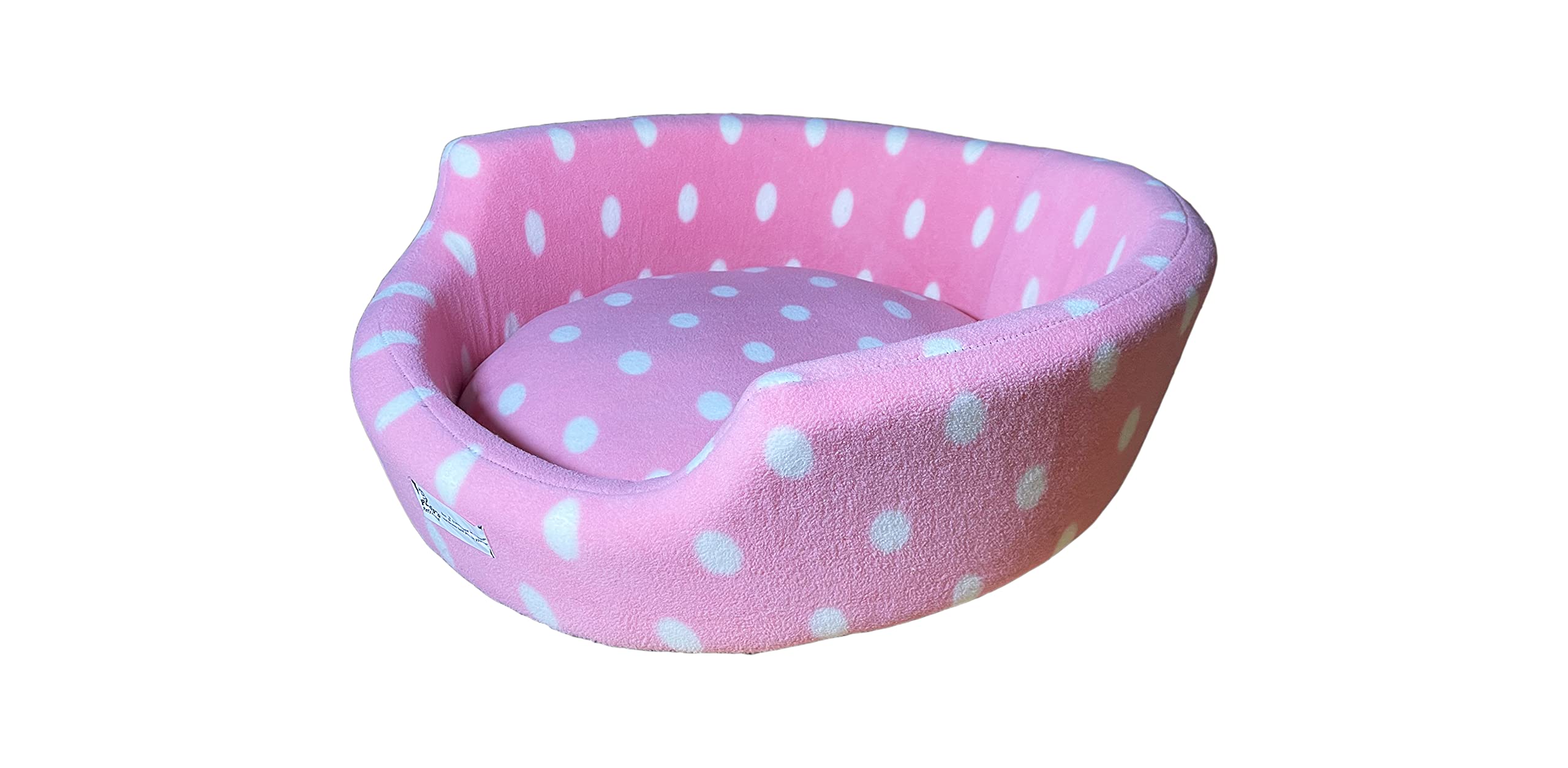 Poofys Pet Island Polyester Velvet Super Soft Round Shape Polka Dot White Color Washable Dog & Cat Bed (Large, Pink) (B09CLR93J1) Amazon Price History, Amazon Price Tracker
