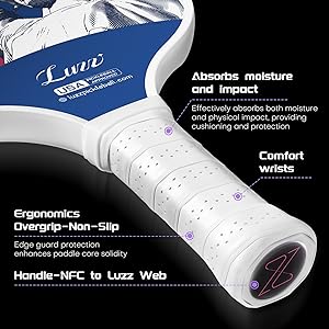 LUZZ Pickleball Paddles, T700 Carbon Fiber Pickleball Paddle Sandblasted Surface with Honeycomb Core Pickle Ball Rackets for Beginners Increased Spin Strength & Control Stability