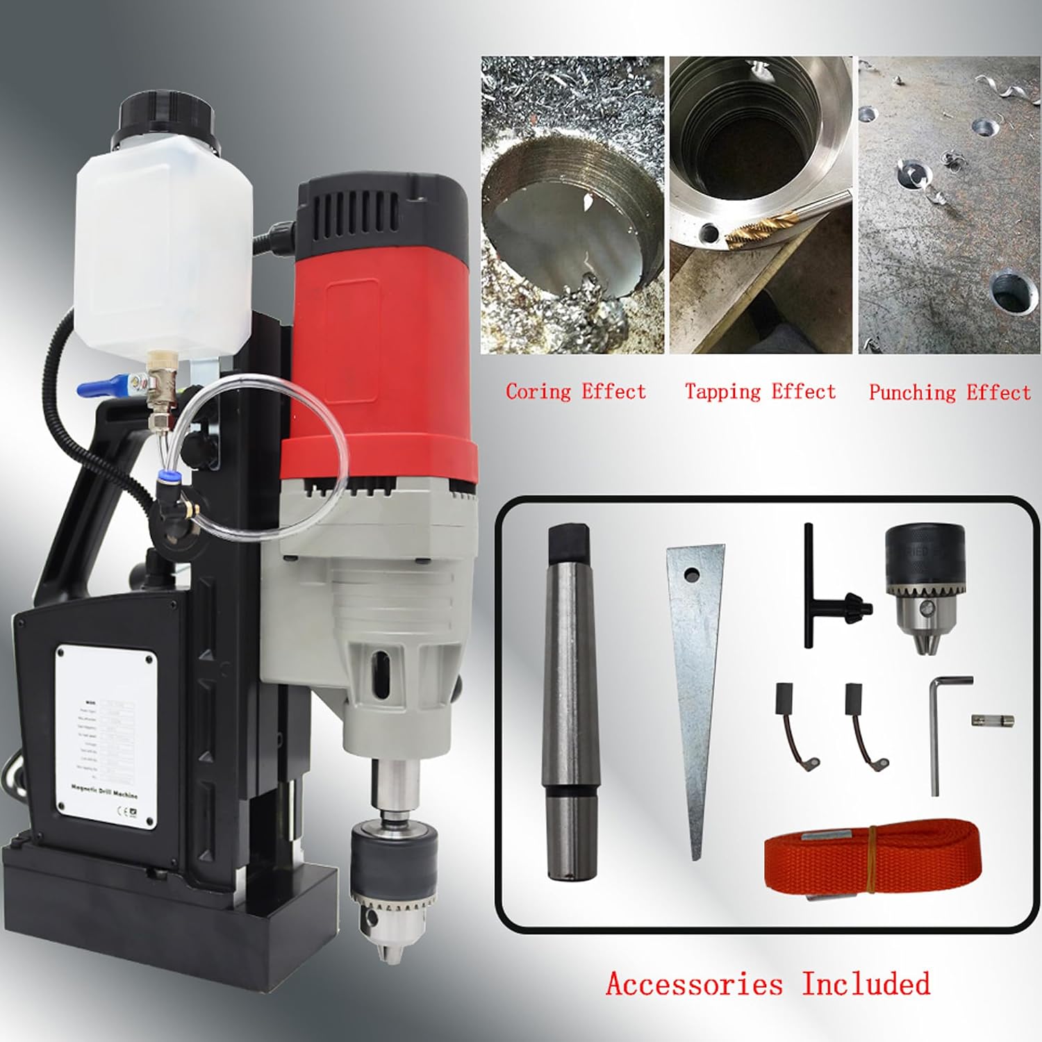 Magnetic Drill Electric Tapping Machine Multi-functional Drilling Hole and Tapping Machine Portable Coring Drill 1.97inch/Twist Drilling Hole 0.9inch /M14 Tapping