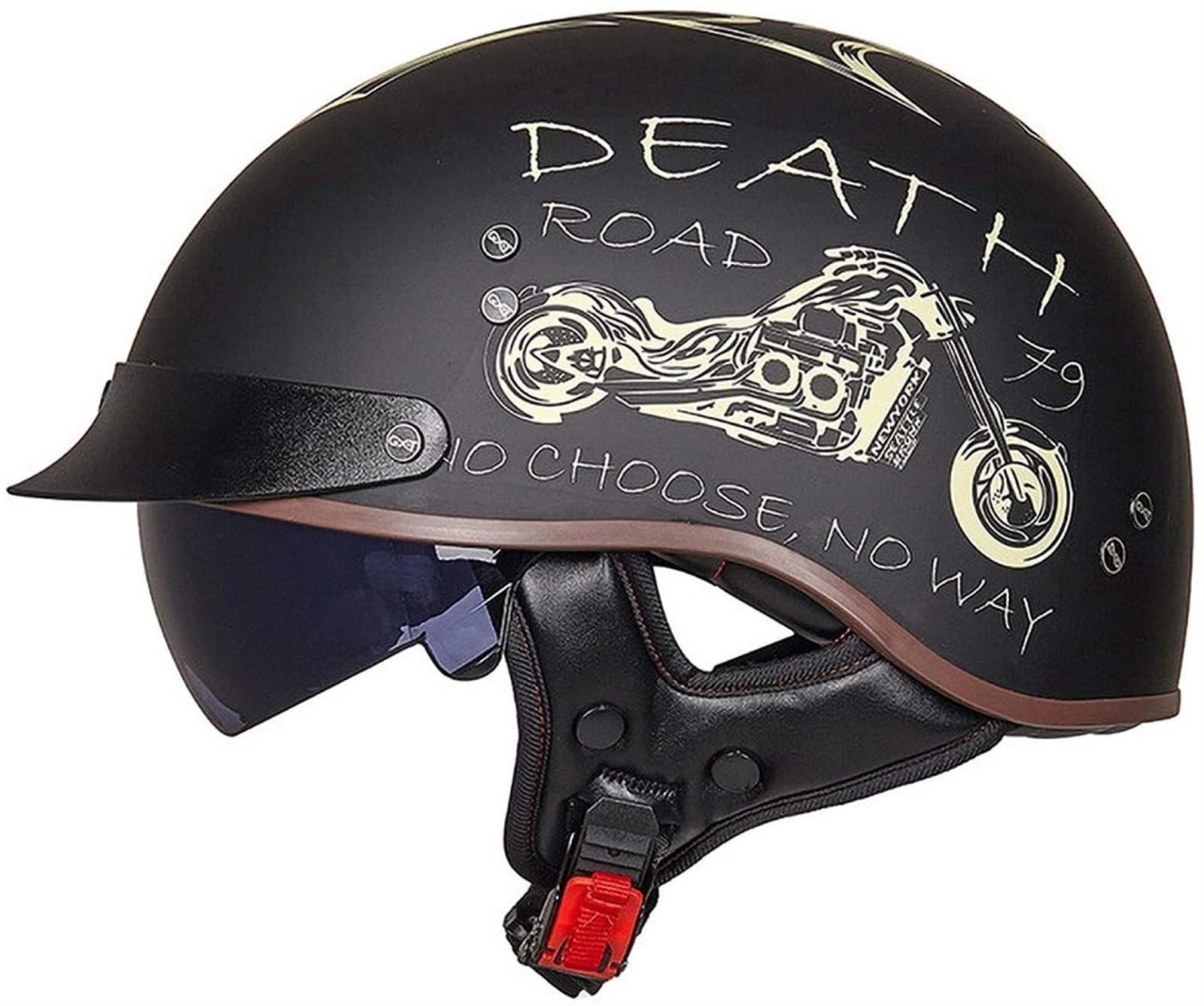 Casque de moto à profil bas style jet pilot avec écran de protection L - 8