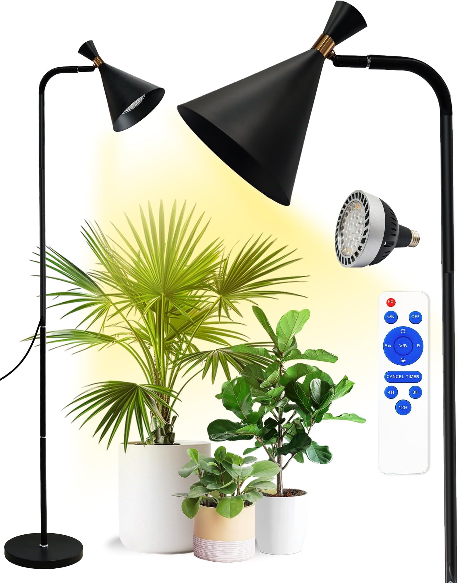 Standing Plant Grow Light, LED Growing Light Full Spectrum for Indoor Plants，4/8/12H Timer, Flow Grow Light for Tall Large Indoor Plants