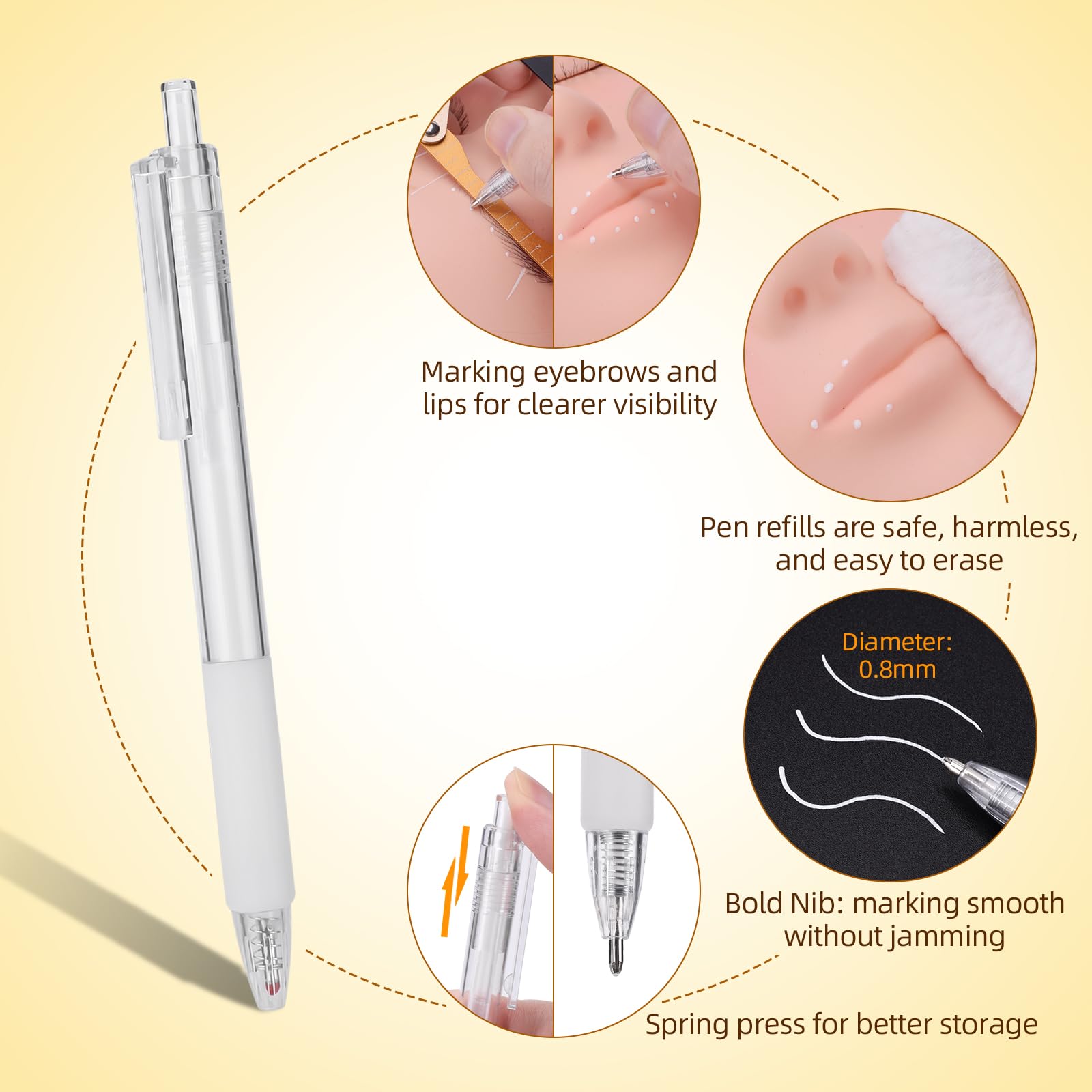 ATOMUS Kit de microblading dorado completo semipermanente, herramienta para tatuaje profesional, 2 unidades, bolígrafo manual de cejas 18U 3RL, suministros de tatuaje