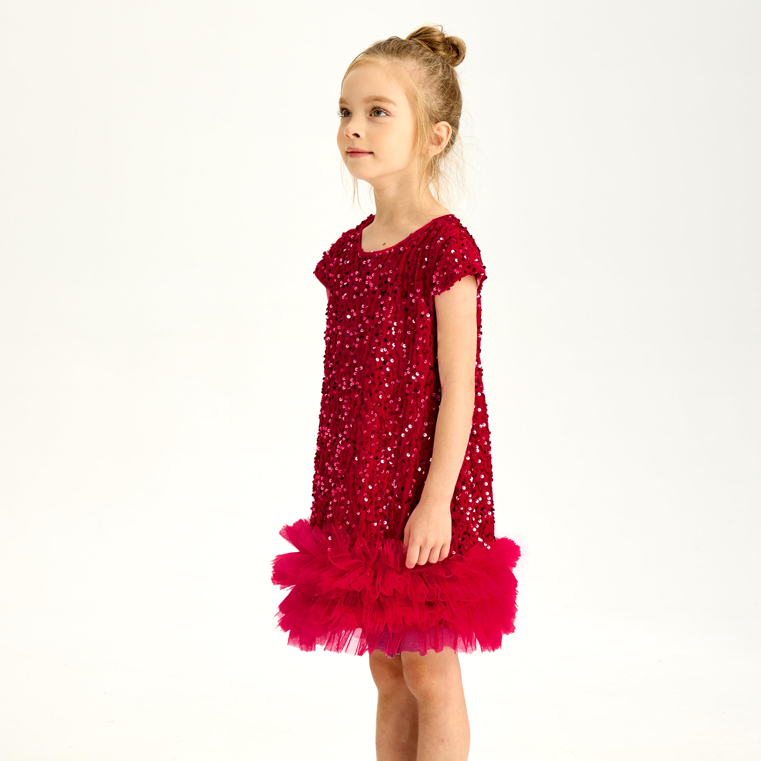 Miipat Abitini Bambina Paillettes di Velluto Vestiti Ragazza Vestito Bambini Principessa per Il Matrimonio Festa di Compleanno