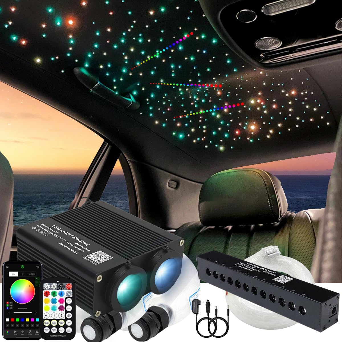 AZIMOM Dual Color Starlight Kit Transforms Car Interior