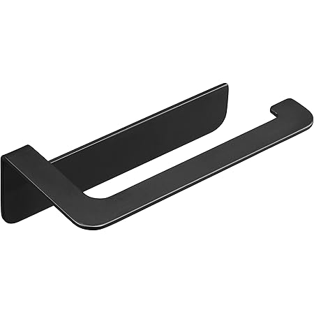 WEISSENSTEIN Portarrollos Baño adhesivo Negro | Soporte papel higienico Acero Inoxidable | Portarrollos papel higiénico pared Sin Taladro 16 x 5,5 x 8 ...