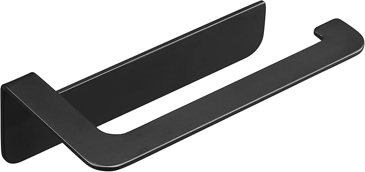 WEISSENSTEIN Portarrollos Baño adhesivo Negro | Soporte papel higienico Acero Inoxidable | Portarrollos papel higiénico pared Sin Taladro 16 x 5,5 x 8 ...