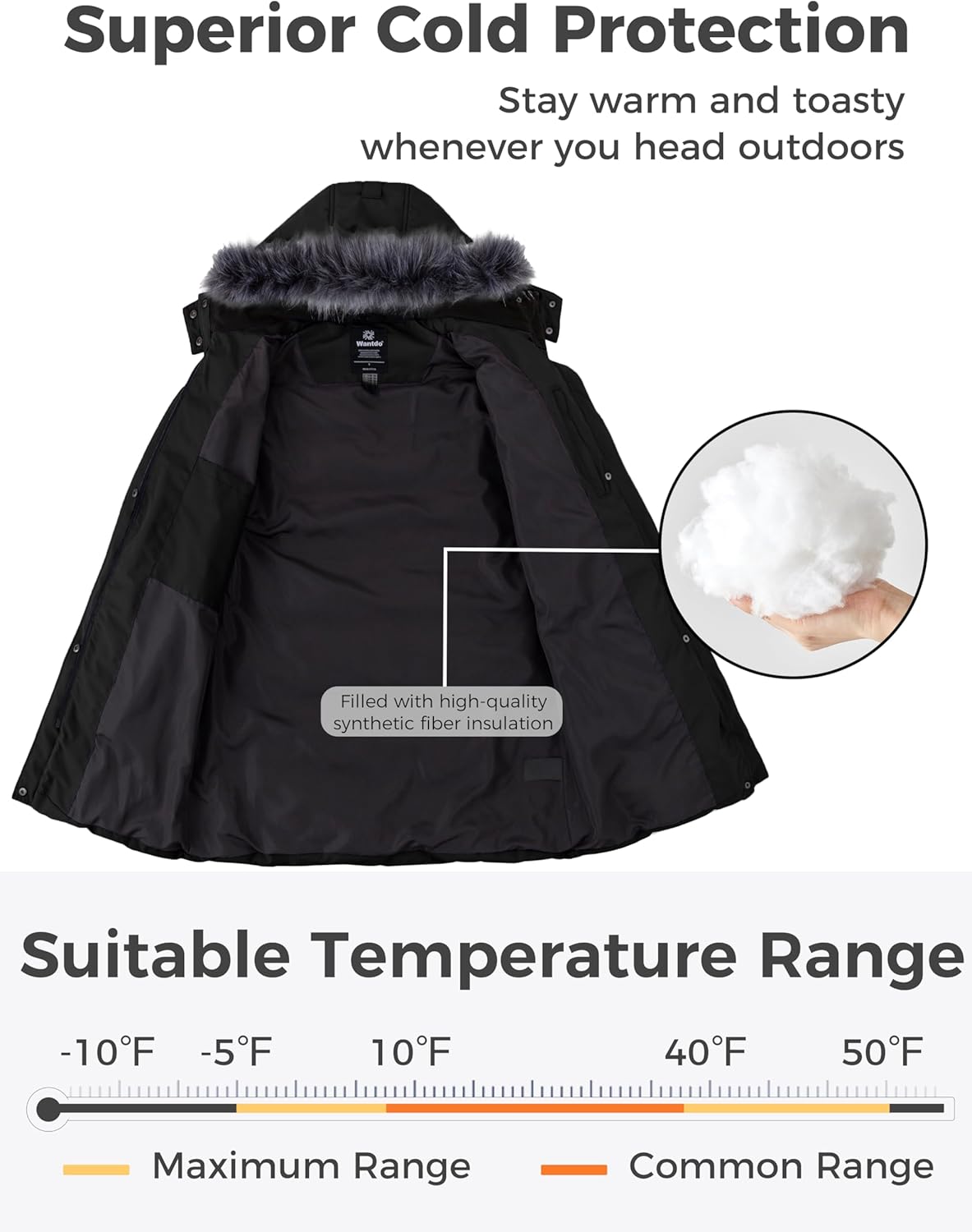 wantdo Women's Winter Coats Quilted Long Puffer Jacket Waterproof Hooded Coat - Image 4