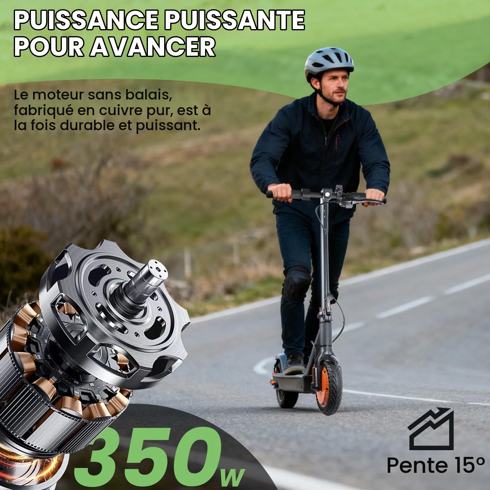 Trottinette Electrique Enfant12-15 Ans,Autonomie 20km,Moteur 350w,Smart App,Double Freinage,Max 25 Km/h,3 Modes+Cruise,Pneu Plein 8,5,Offrir des Cadeaux,Aller à l'école/Travailler/Camping