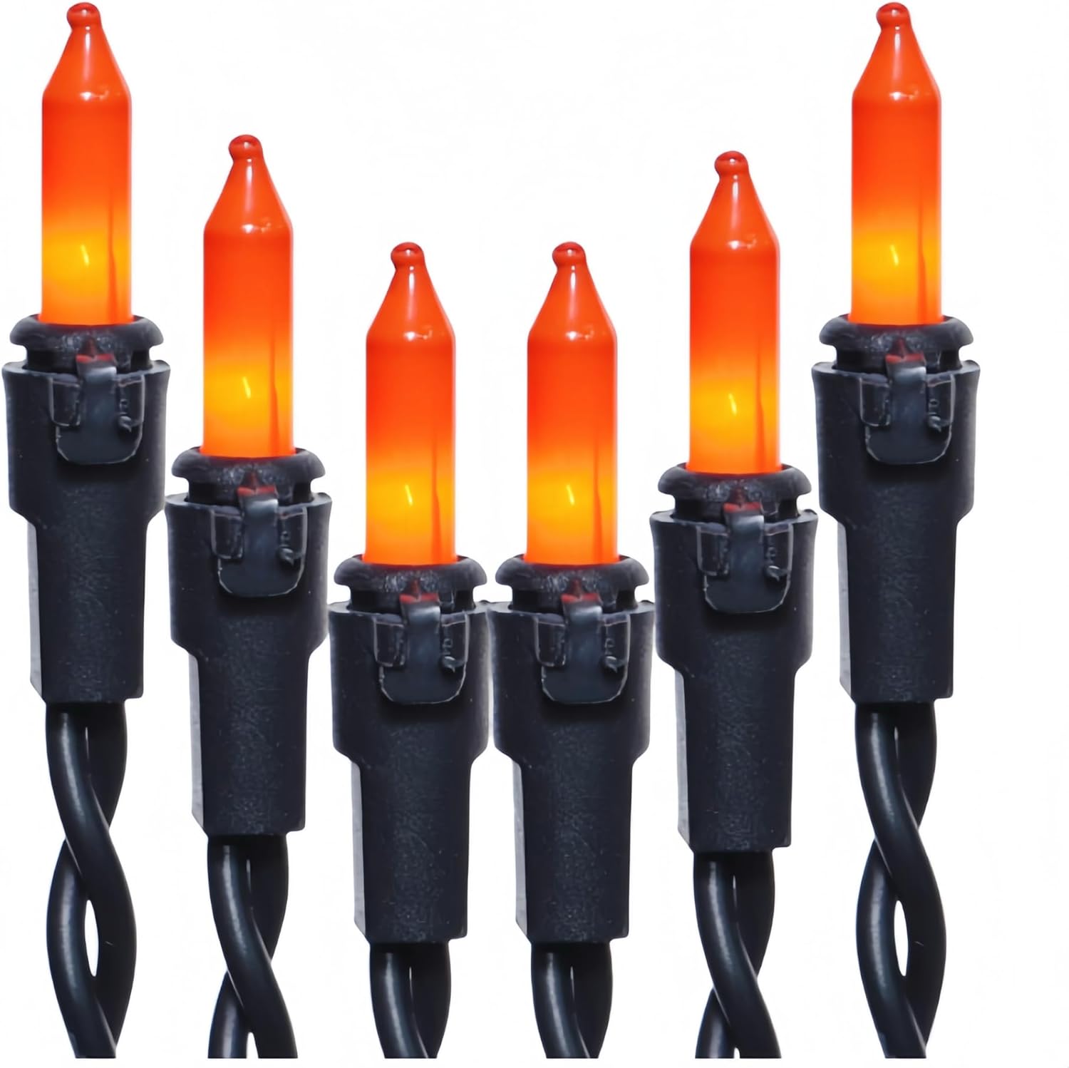 200 Orange Christmas Lights with Black Wire 66 FT, Pack of 2 Sets 100 Light, UL Listed and Commercial Grade Decorative Lighting String, for Indoor and Outdoor Use.