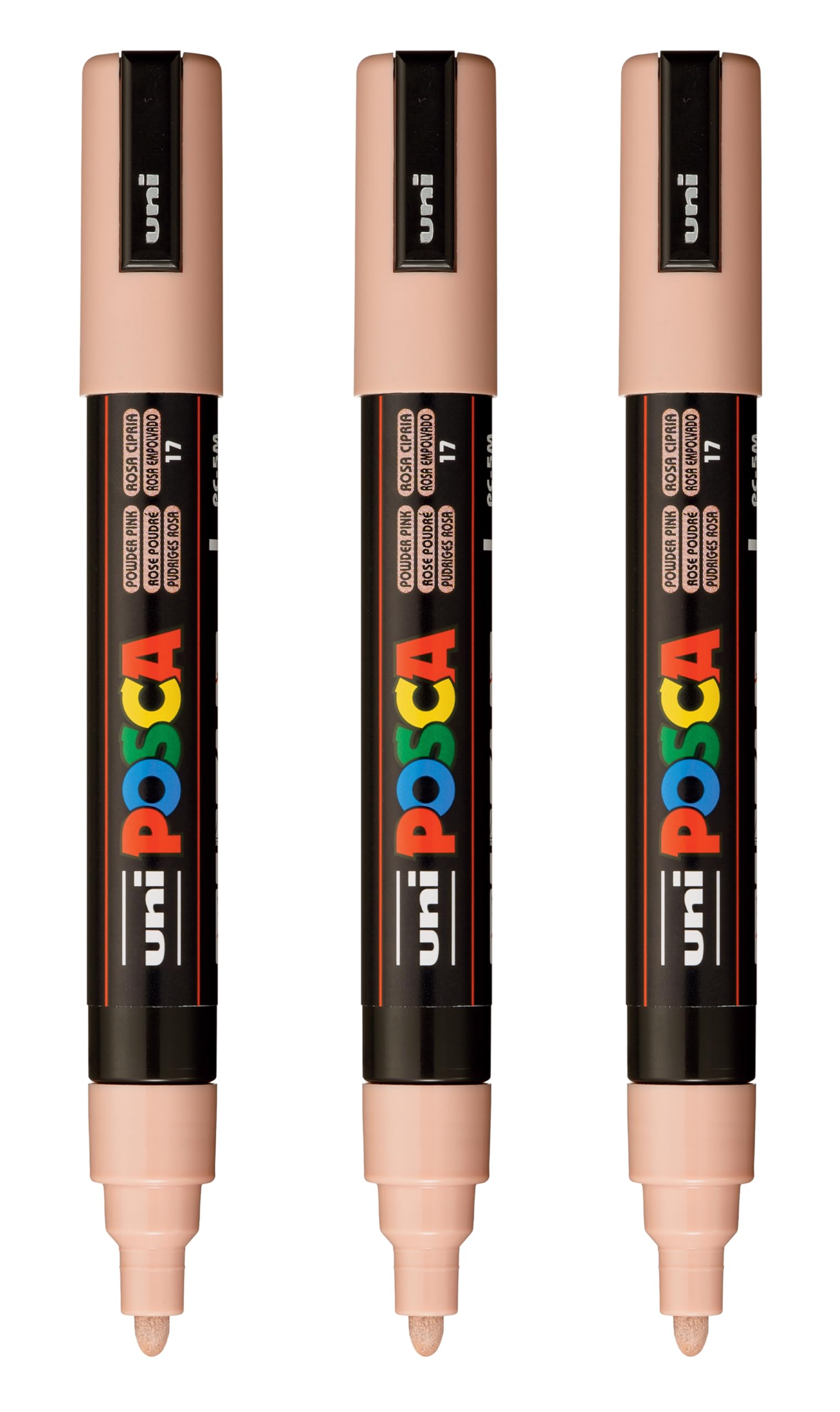 posca PC-5M Water-Based Paint Markers, Reversible Medium Tip (1.8-2.5mm), Powder Pink, 3 Count