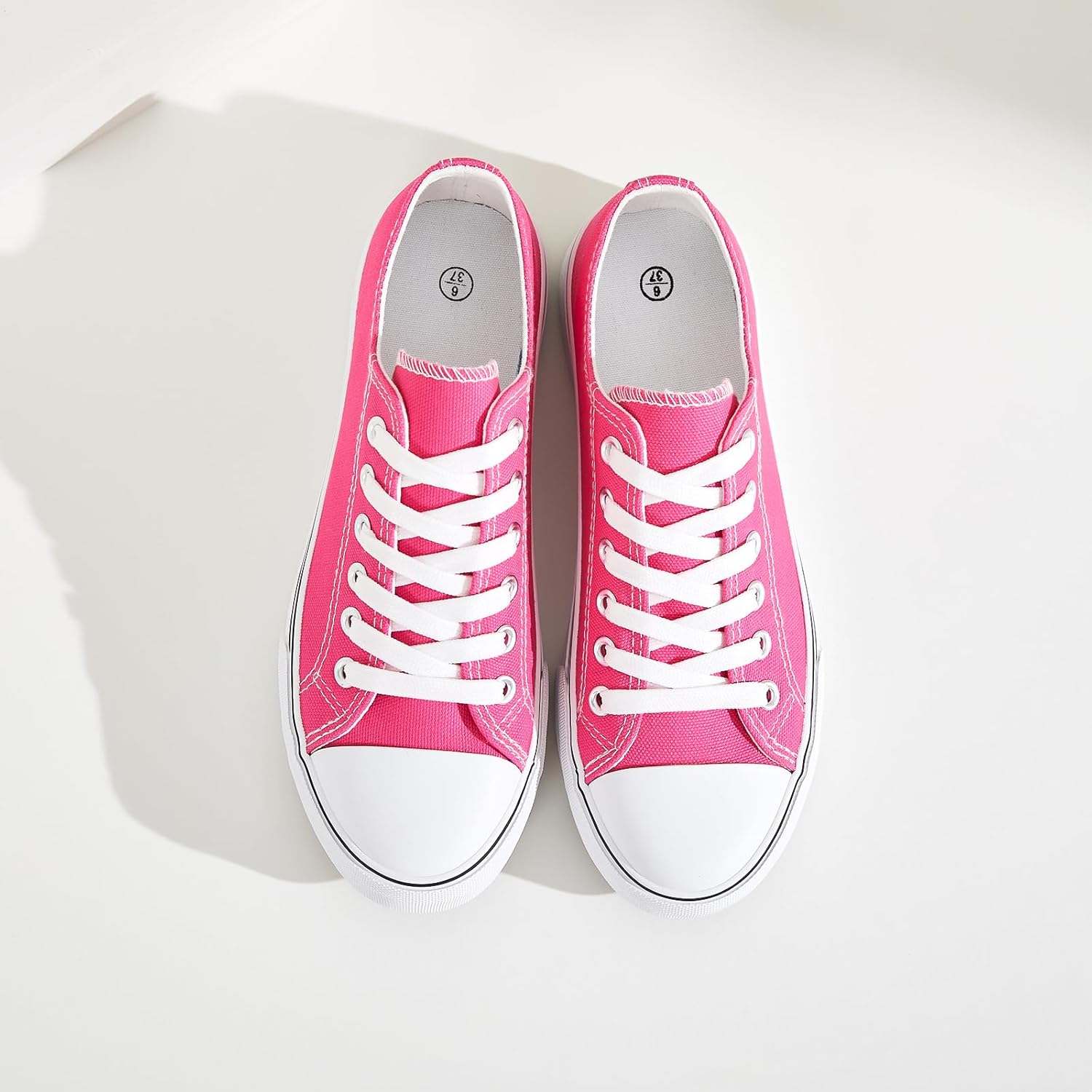 FRACORA Womens White Black Canvas Sneakers Low Top Canvas Shoes for Women Tennis Shoes - Image 6