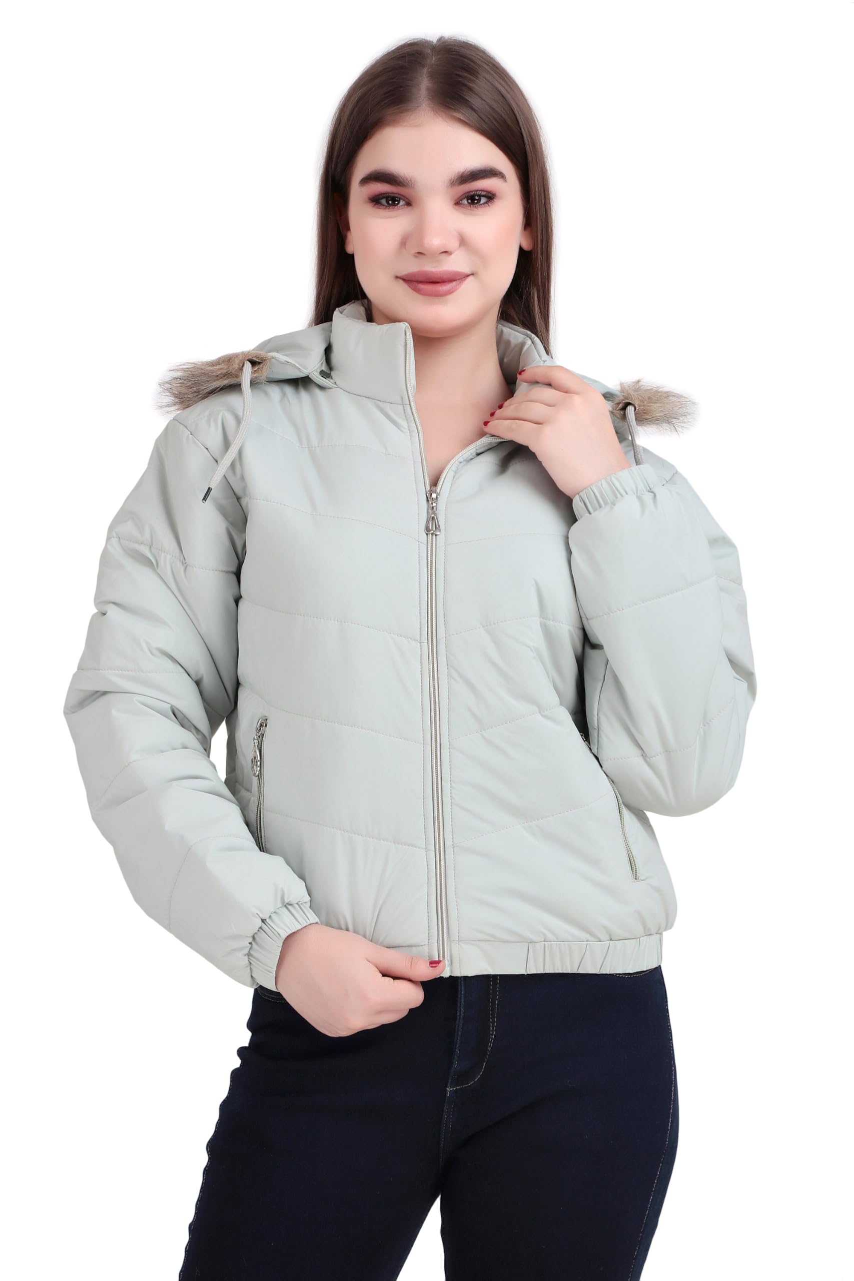 brazo Women's Short Regular Fit Puffer Jacket - Fashionable Faux fur Hooded Design, Long Sleeves, Latest Trendy Look, Warm Winter Wear Western Stylish Jacket-picture-18