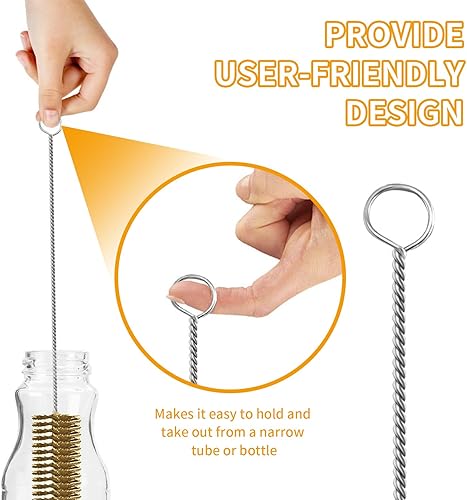 Miniatura 3 de Juego de cepillos de tubo de alambre de latón de 7 piezas, cepillos de alambre de 11 pulgadas de largo para limpieza, limpiador de tuberías de