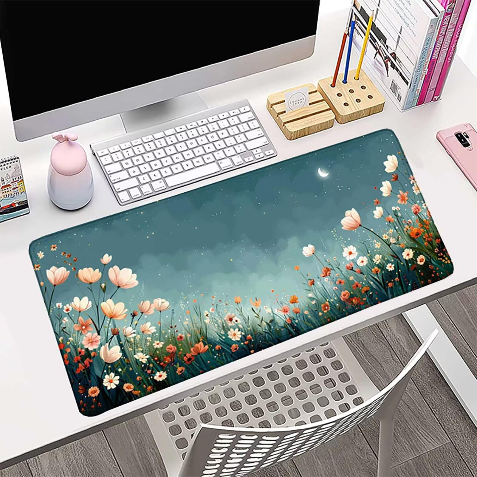 Verde Alfombrilla Ratón Paisaje Alfombrilla Gaming XXL (1500 x 800 x 3 mm), Impermeable Mouse Pad con Bordes Cosidos Tapete Escritorio con Base de Goma Antideslizante para Gaming, Oficina -zzg2505W2