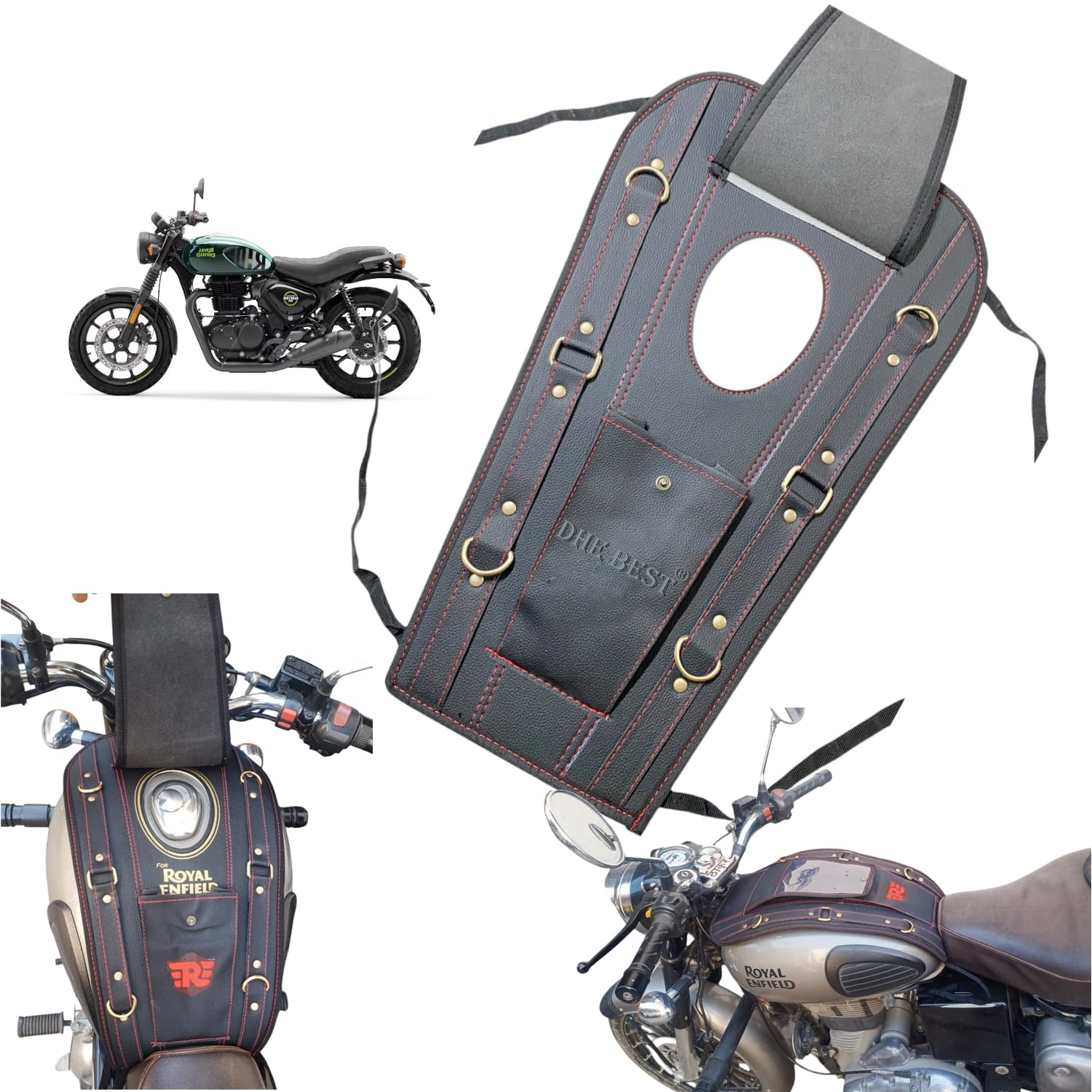 Dhe Best Bike Large Space Petrol Tank Cover/Tank Bag with Mobile Pouch Suitable for RE Hunter 350-image-23