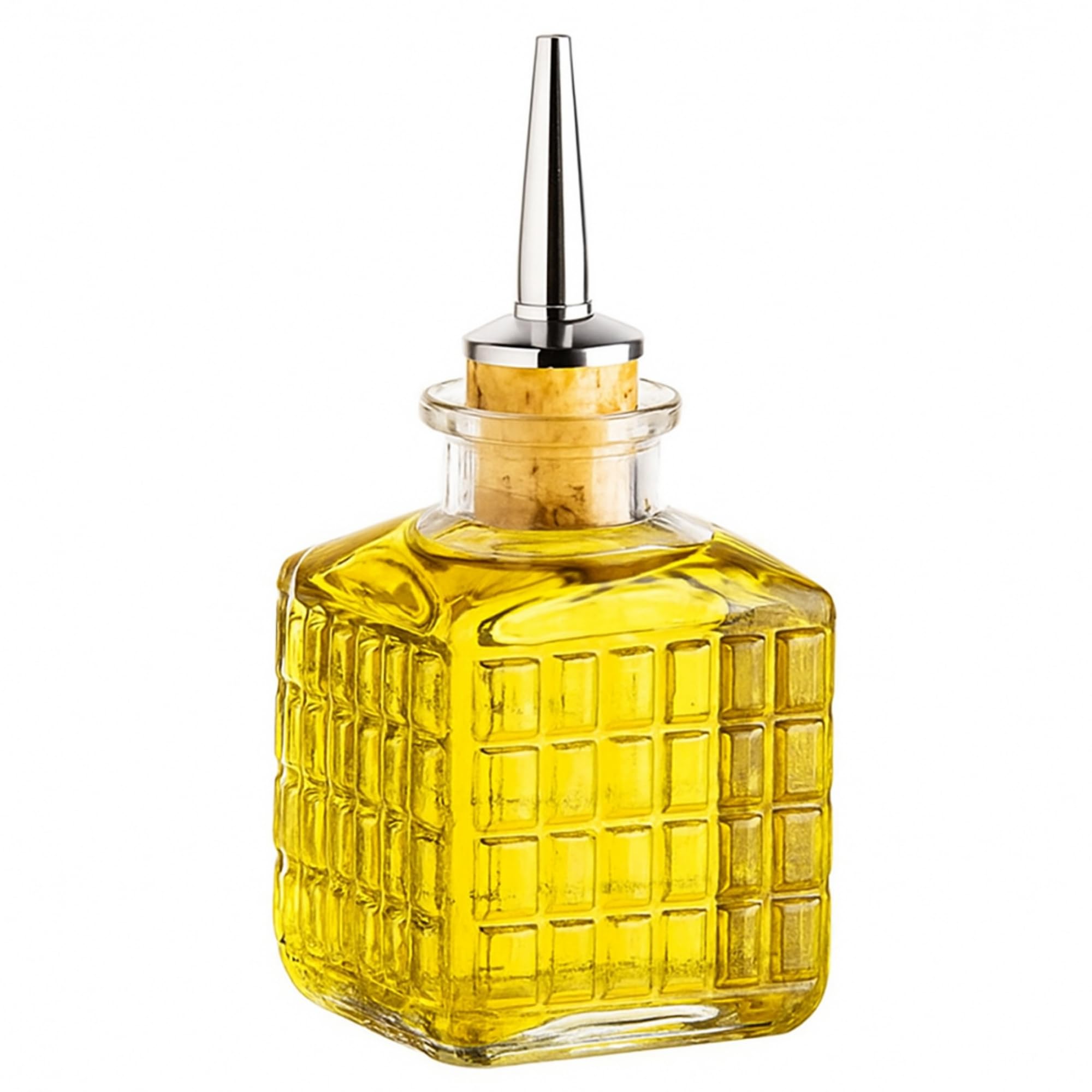 Utopia Picasso Dash Bottle – Vintage Cut Glass 150ml / 5.25oz Oil & Bitters Pourer with Cork Stopper – Durable Soda-Lime Glass Barware