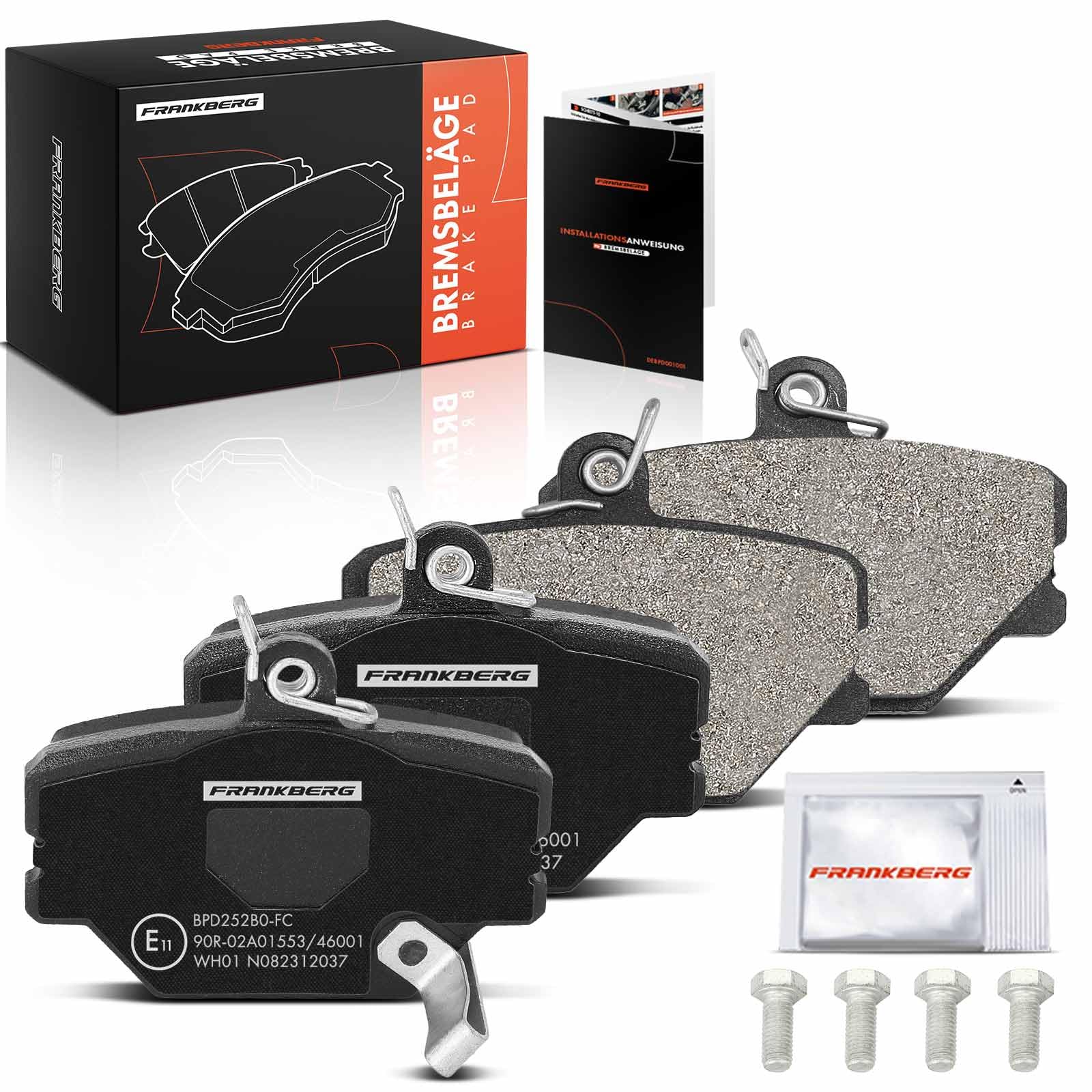 Frankberg Set di pastiglie dei freni incl. 4x Pastiglie dei Freni Anteriore Compatibile con A4 8E2 A6 Avant 4F5 A6 4F2 A4 Avant 8E5 A6 Allroad 4FH Replace# 480698157R,4F0698151D