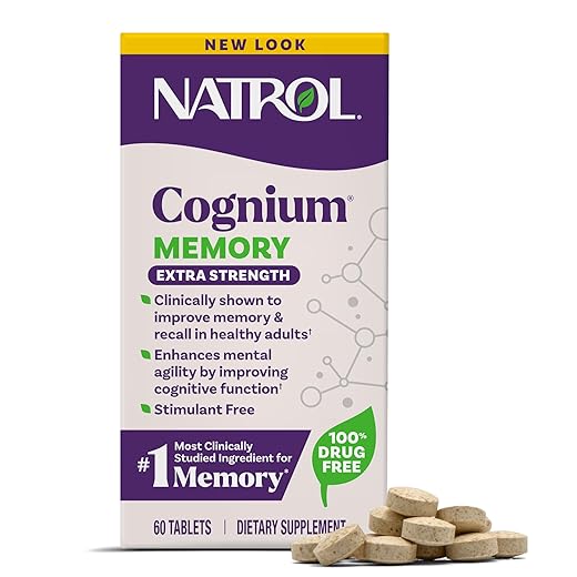 Natrol Cognium Memory Extra Strength, Brain Health Supplements for Adults, Enhances Mental Performance in Healthy Adults, 60 Tablets, Up to a 30 Day Supply