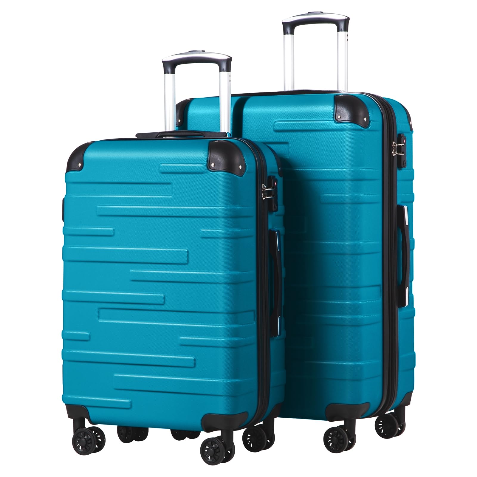 COOLIFE Hartschalen-Koffer Rollkoffer Reisekoffer Vergrößerbares Gepäck (Nur Großer Koffer Erweiterbar) ABS Material mit TSA-Schloss und 4 Rollen