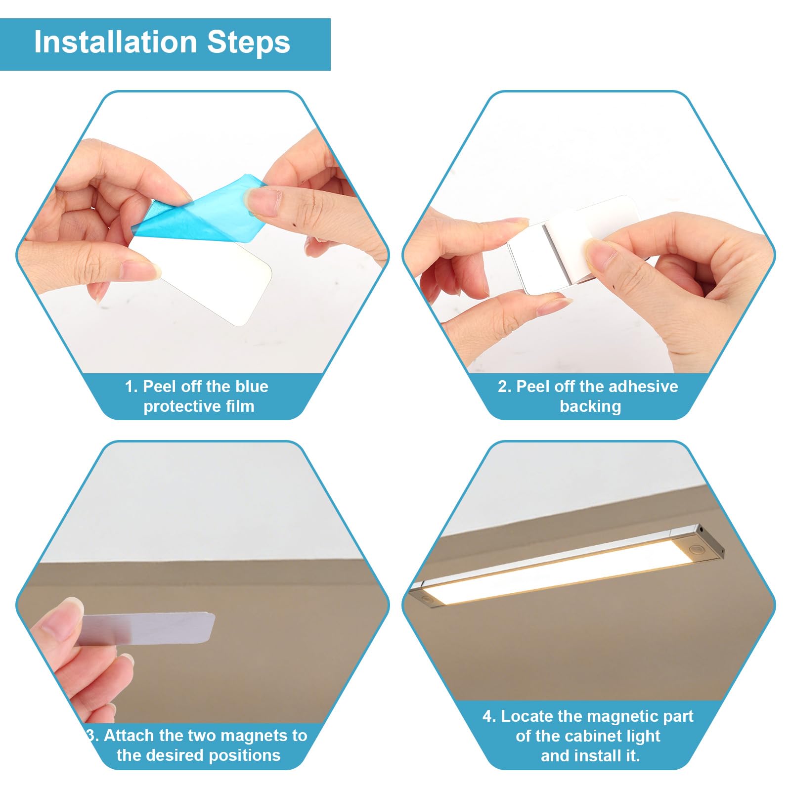 Under Cabinet Magnetic Strips - Secure LED Lights -5